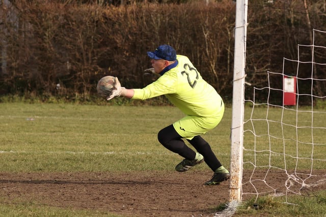 The AFC Farlington goalkeeper saves. Picture by Kevin Shipp