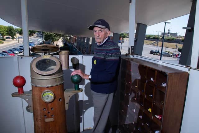 Veteran Ken Smith, who served as a signaller on a Second World War landing craft, visited the LCT7074 outside the D-Day Story museum in Southsea Picture: Habibur Rahman