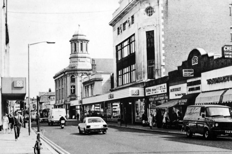 Fratton Road 1984 with the Co-op dominating both sides of the street.