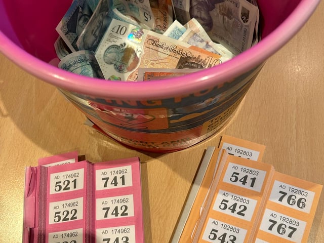 Money and raffle tickets