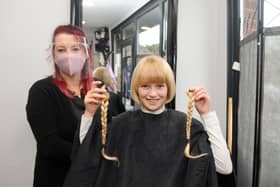 Jennifer Edwards, owner of Jenuine Styles, with Rebekah Patis hair.

Picture: Sarah Standing (231020-6587)