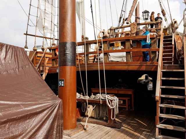 Visitors had the chance to step aboard the replica of Christopher Columbus' famous vessel