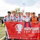 Horndean Red celebrate their Hampshire Under-18 Cup final victory.