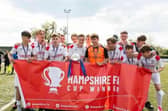 Horndean Red celebrate their Hampshire Under-18 Cup final victory.