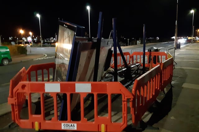 The remains of a bus shelter have been removed from the seafront by Portsmouth City Council following an incident.