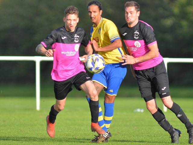 Meon Milton (yellow) v Harvest. Picture by Martyn White