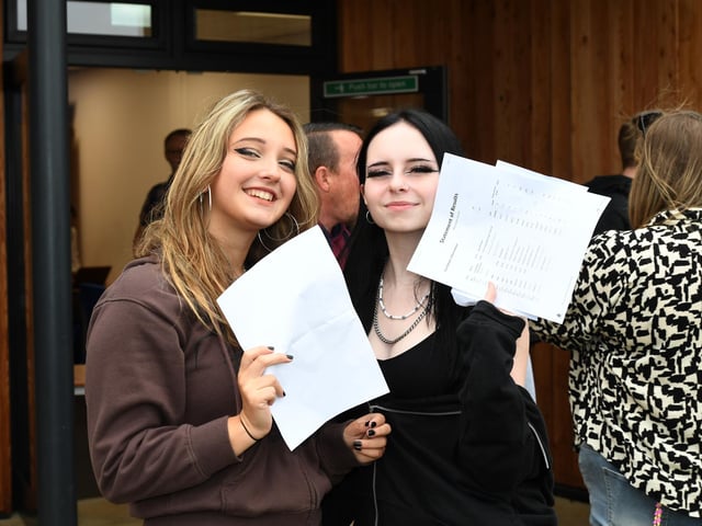 GCSE exam results day at King's Academy Brune Park in Gosport, Hampshire - 22/08/24.L-R Ella Bracher, Grace MitchellPlease credit: Paul Jacobs/pictureexclusive.com