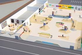 An image of what the new skate park in the former Sainsbury's store will look like