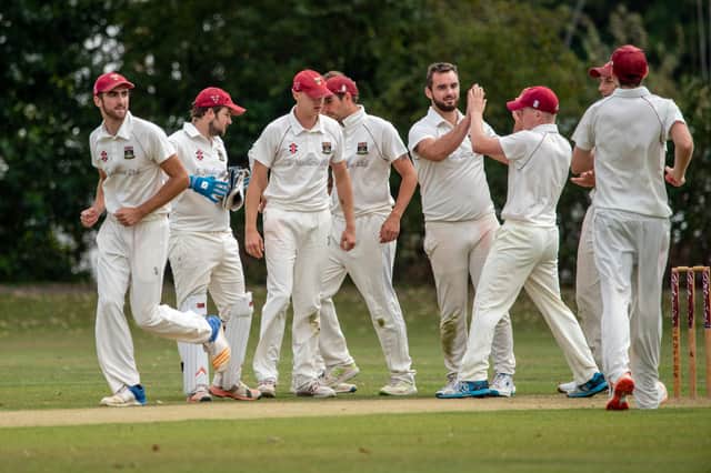 Fareham & Crofton players celebrate a wicket last year. Will there be any similar scene in 2020? Picture: Vernon Nash