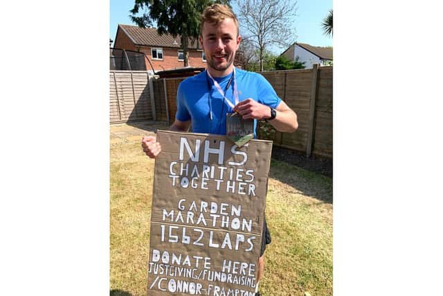 Connor Frampton of Stubbington who completed a marathon in his garden on April 10, 2020 for the NHS
