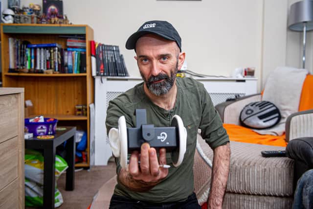 Mike Reed with a binaural microphone that he uses at his home in Fratton, Portsmouth on 17 November 2020.
Picture: Habibur Rahman