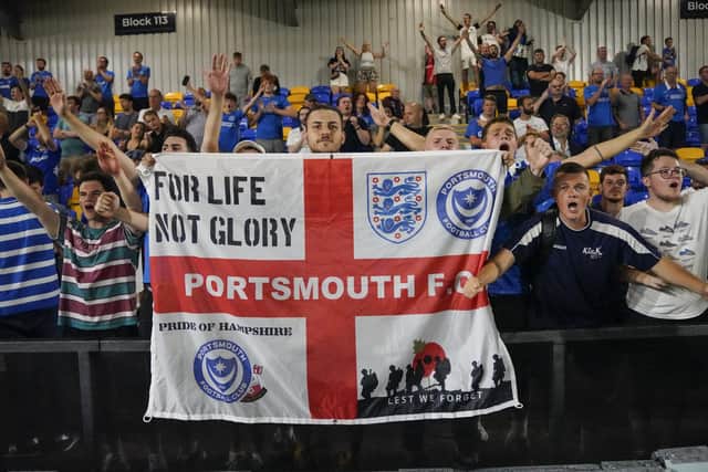Pompey fans in the away end at Plough Lane back in September for the Blues' Papa John's Trophy game with Wimbledon.