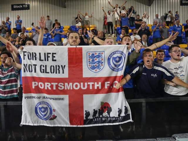 Pompey fans in the away end at Plough Lane back in September for the Blues' Papa John's Trophy game with Wimbledon.