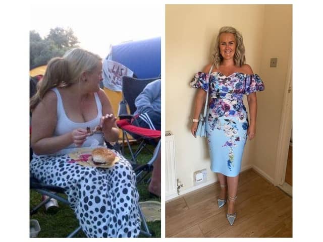 Chantelle Ash of Portsmouth before and after her weightloss - she is now a Slimming World consultant