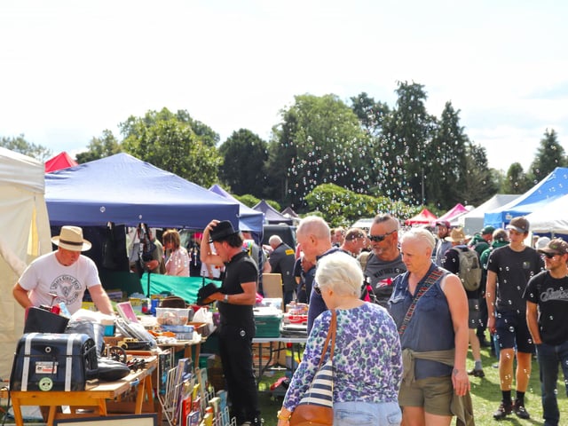 Stands selling a range of items at the International Autojumble