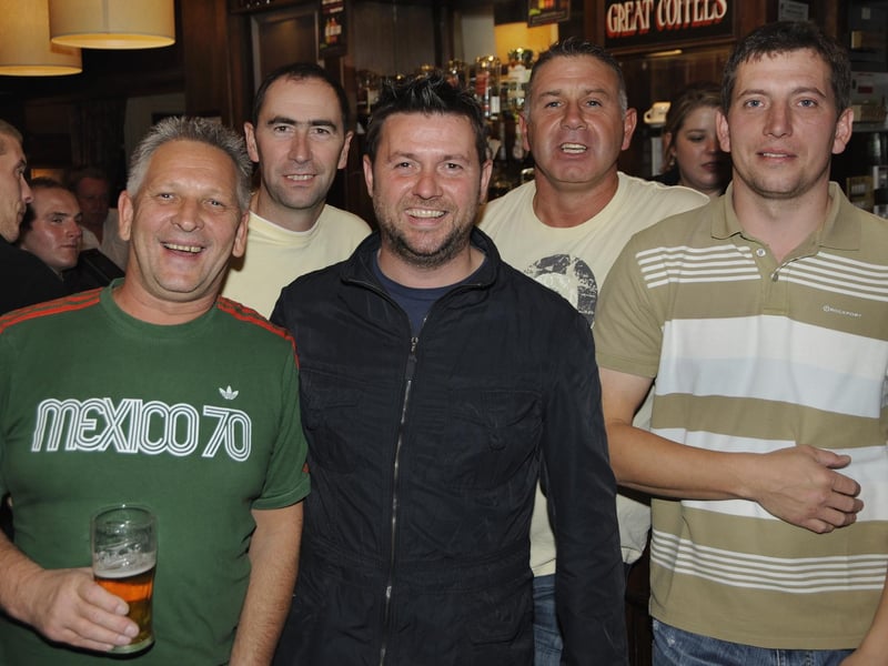 Scottish Pompey supporters from Fife, from left, Joe Brown, Brian Duncan, Cameron Neil, Kevin Jamieson and John Banks, watch Pompey's trip to Guimaraes in the 2008 Uefa Cup in The Festing Pub.