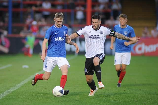 Eoin Teggart, left, has joined Gosport on a month's loan from Pompey. Picture: Habibur Rahman