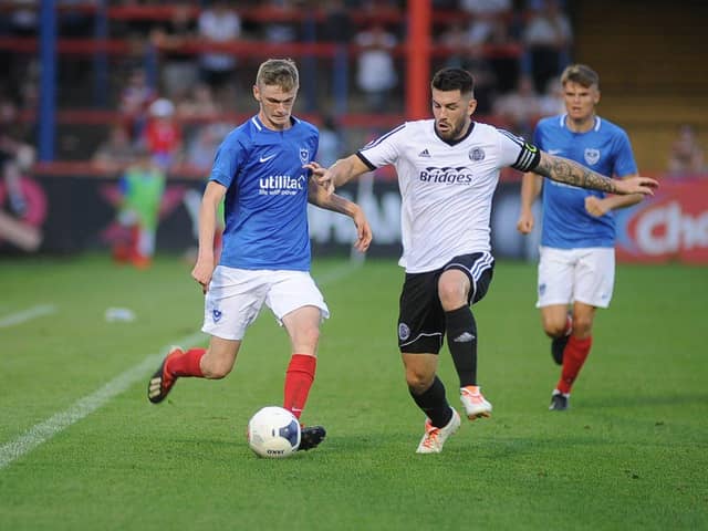 Eoin Teggart, left, has joined Gosport on a month's loan from Pompey. Picture: Habibur Rahman