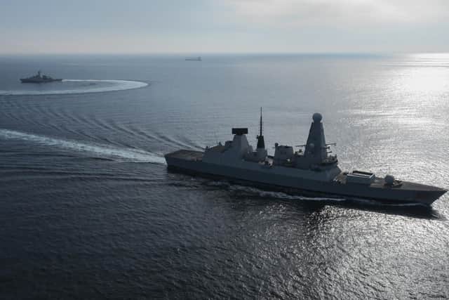 HMS Trent pictured with HMS Dragon in the Mediterranean on a Nato operation. Photo: Royal Navy