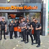 Brand new German Doner Kebab shop in Fareham opens up. 
Pictured: Staff members