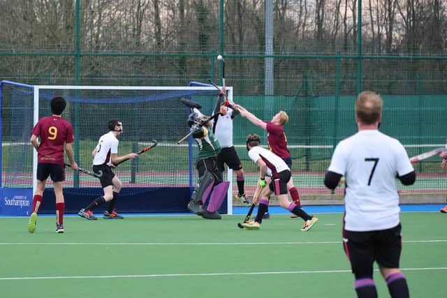 Portsmouth (white) in action during their win at Southampton University. Picture by Alan Duffy