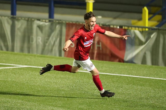 Macauley Martin celebrates his second goal. Picture by Dave Haines