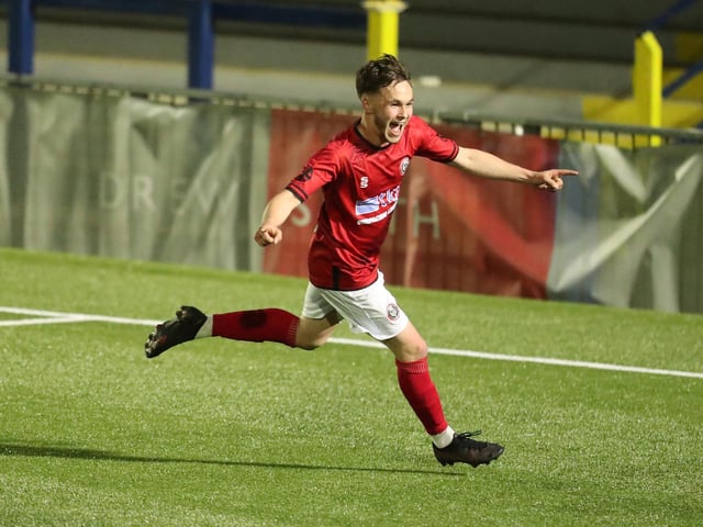 Macauley Martin celebrates his second goal. Picture by Dave Haines