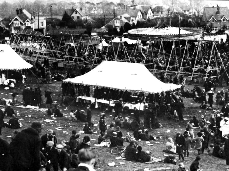 The fairground on the slopes of Portsdown Hill 1930.
It was located to the west of the old A3.