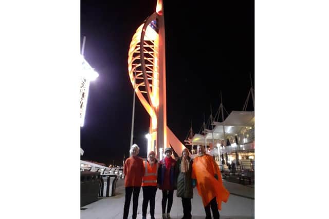 Soroptimists from Winchester and Solent East clubs are lighting up the Spinnaker Tower on November 24 to create awareness of the campaign to end Domestic Violence against Women and Girls (VAWG).