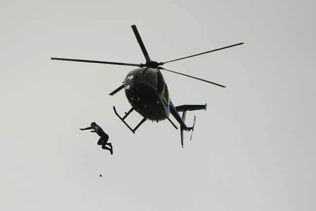 John Bream jumping from the aircraft.
Picture: Ewan Galvin/Solent News & Photo