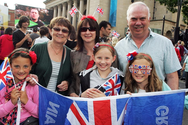 The Spurr family & friends waiting for the torch in Sheffield