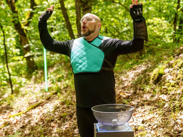 Roy celebrates a win during one of the tasks on Channel 4's new reality gameshow The Hunt: Prey vs Predator (Picture: Channel 4/Pete Dadds)