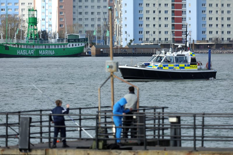 Police launch. Departure of HMS Prince of Wales is postponed, Old Portsmouth
Picture: Chris Moorhouse (jpns 110224-01)
