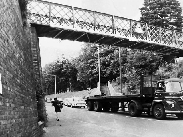 Southwick Hill Road footbridge. The former footbridge that once crossed Southwick Hill Road. The tram bridge crossed this side of it. Picture: The News, Portsmouth