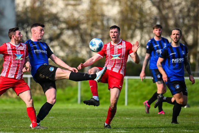 Clanfield (blue) v Colden Common. Picture by Richard Murray