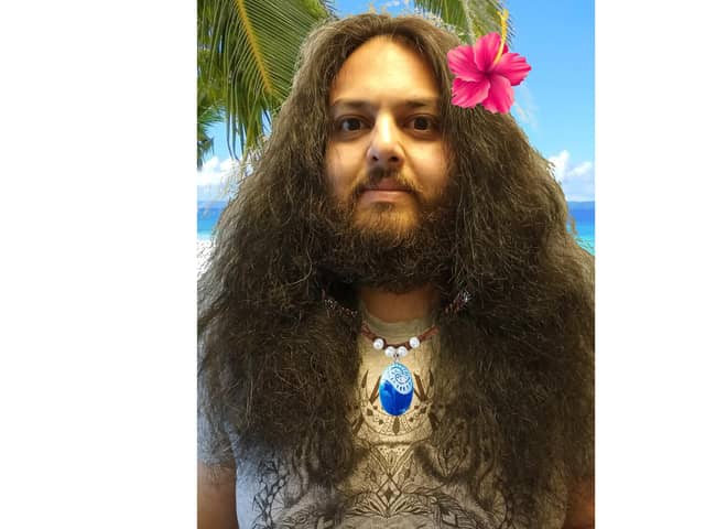 Portsmouth comic Sunjai Arif as Disney's Moana. He is chopping his hair off for The Little Princess Trust
