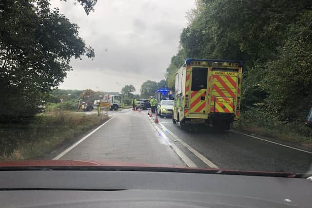 Police and ambulances at the junction. Picture: Tom Morton