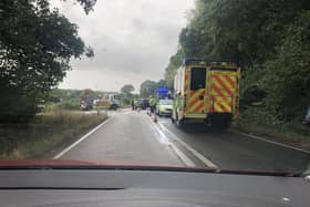 Police and ambulances at the junction. Picture: Tom Morton
