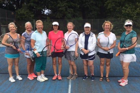 Stubbington v Southsea (from left): Karen McCulloch, Suzanne Johnson, Jean Carty, Sandra Turner, Annette Footman Williams, Una Herman. Helen Shelton, Susan Groves