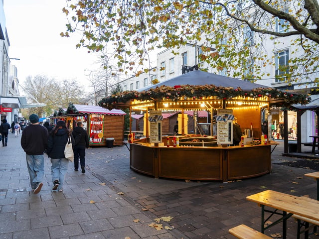 Commercial Road has been turned into a festive high street equipped with Christmas lights and a market. Picture: Matthew Clark