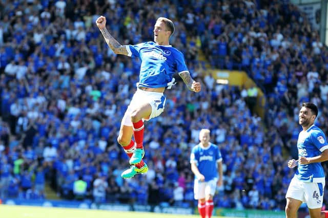 Carl Baker marked his August 2016 debut for Pompey with a goal against Carlisle. Picture: Joe Pepler