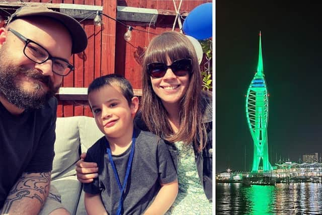 David Elliot and Claire Galway and the Spinnaker Tower 
Family picture: Claire Galway // Spinnaker Tower picture: Kevin Fryer