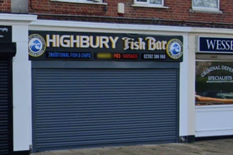 Highbury Fish Bar, at 2 Highbury Buildings in Portsmouth Road, Cosham, was given top marks - five-out-of-five - following an assessment on October 3 2022.