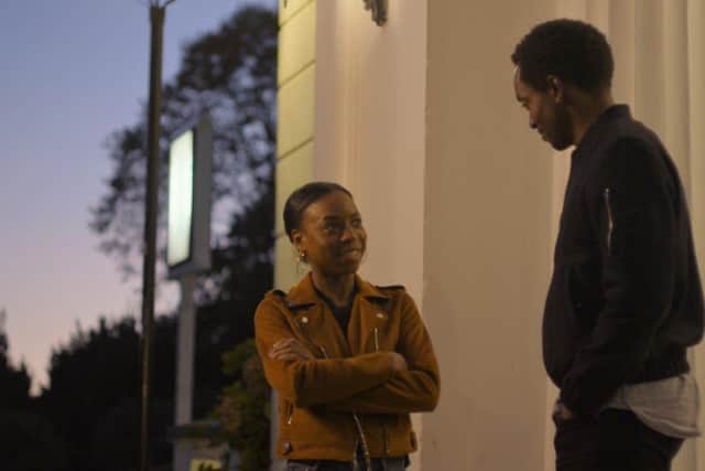 A scene from Real - Pippa Bennett-Walker with Aki Omoshaybi
