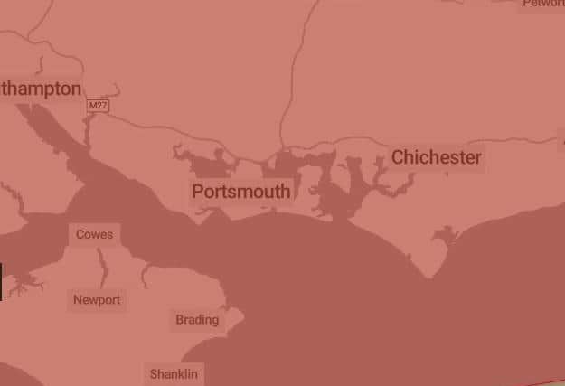 A red weather warning has been issued for Portsmouth. Picture: Met Office