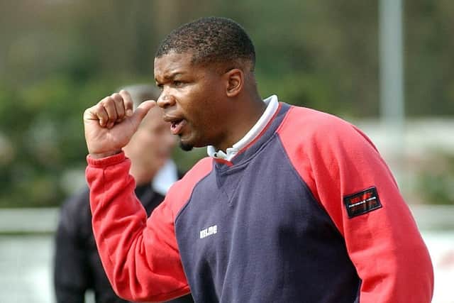 Former Pompey and Saints defender Jon Gittens pictured during his time as Fareham Town manager. Picture by Mick Young