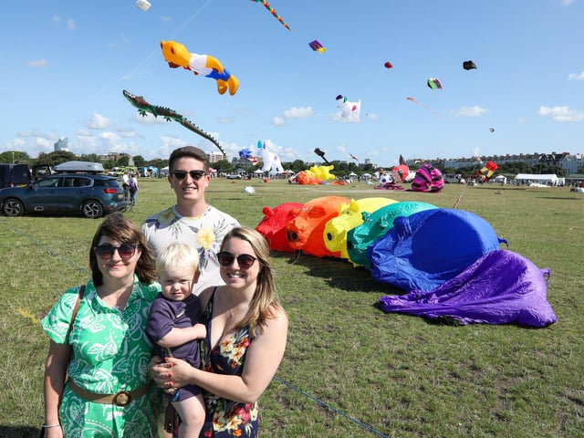 Laura and Jordan Hall-Guy with their son, Hugo, 20 months, and grandmother to Hugo, Sara Ayling.Picture: Chris Moorhouse (270724-07)