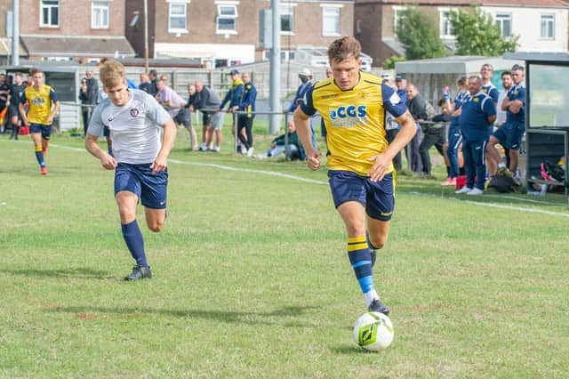 Kieran Roberts scored twice as Moneyfields defeated Hampshire rivals Basingstoke in the FA Trophy. Picture: Habibur Rahman