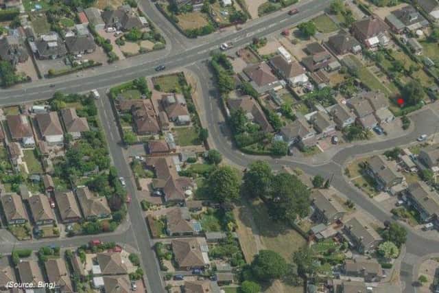 Aerial view of the site at 64 Stubbington Lane, Hill Head c) Robert Tutton, Town Planning Consultants Ltd