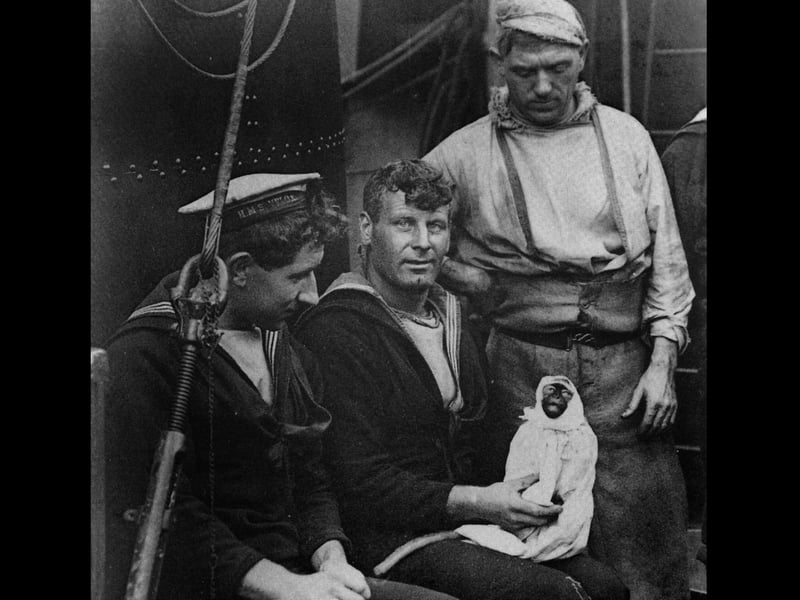 Winnie the pet monkey of the Portsmouth-based destroyer Velox.